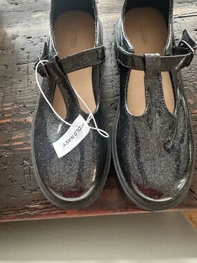 Old Navy Black Glitter T-Strap Mary Jane Kids Shoes